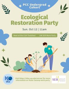Advertisement for UCo ecological restoration event with SER