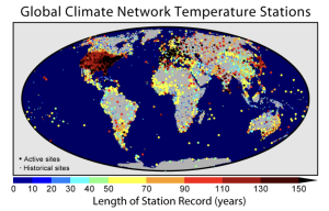 Map of Global Climate Network Temperature Stations 